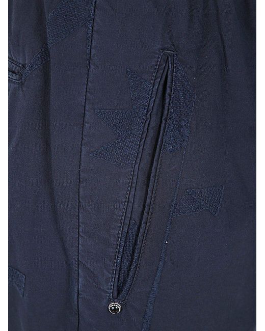 White Sand Blue Embroidered Pants for men