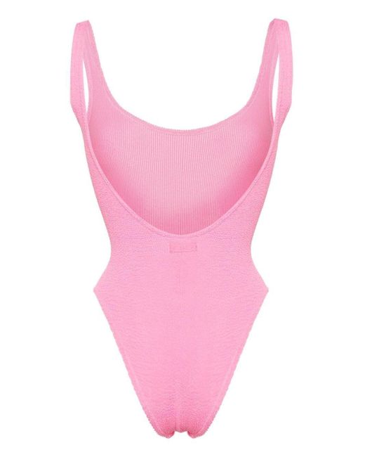 Mc2 Saint Barth Pink Lora Logo-patch Swimsuit