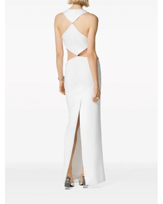Versace White Techno Bonded Granite` Gown