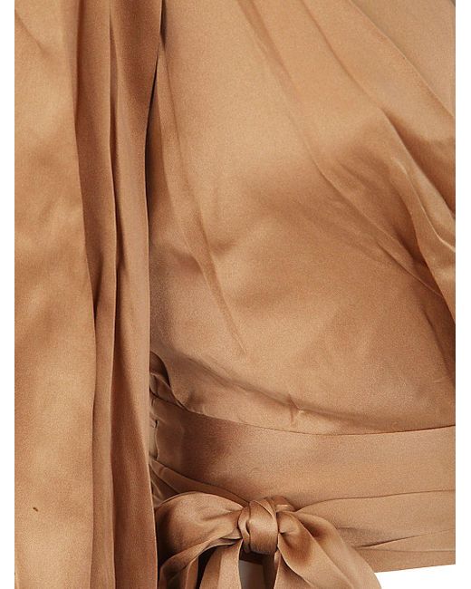 Zimmermann Brown Silk Wrap Top Clothing
