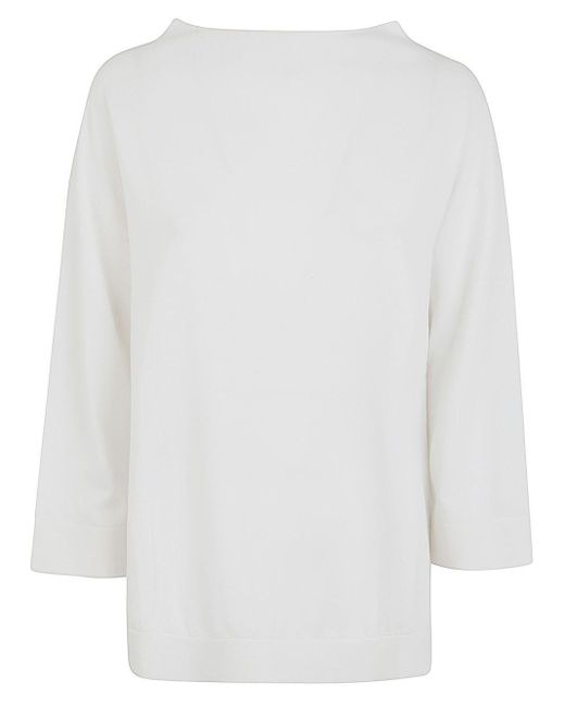 Liviana Conti White 3/4 Sleeves Sweater