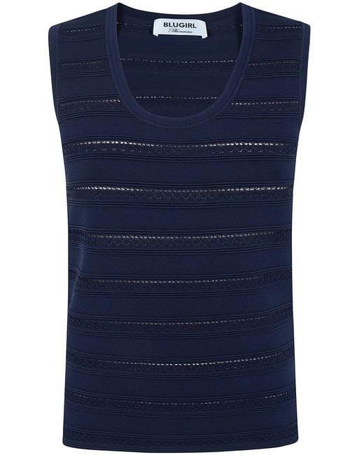 Blugirl Blumarine Blue Top Viscose "Ra6187Ma89R"