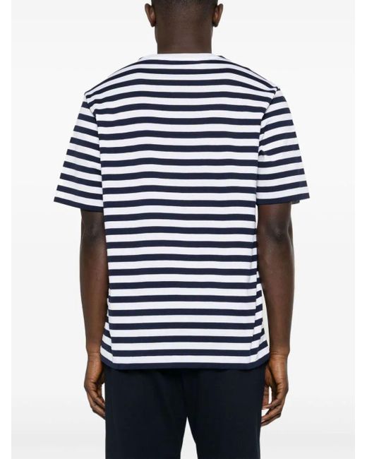 Versace Blue Striped Jersey Fabric T-shirt + Embroidered Nautical Emblem Clothing for men