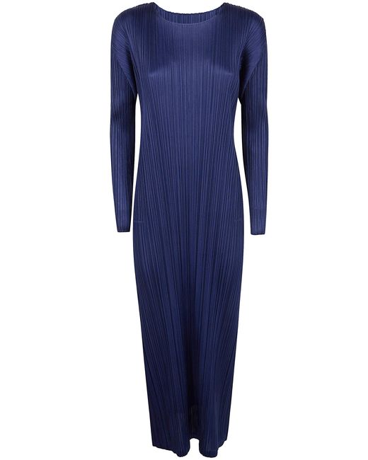 Pleats Please Issey Miyake Blue Dress Long Sleeve "Monthly Colors: January"