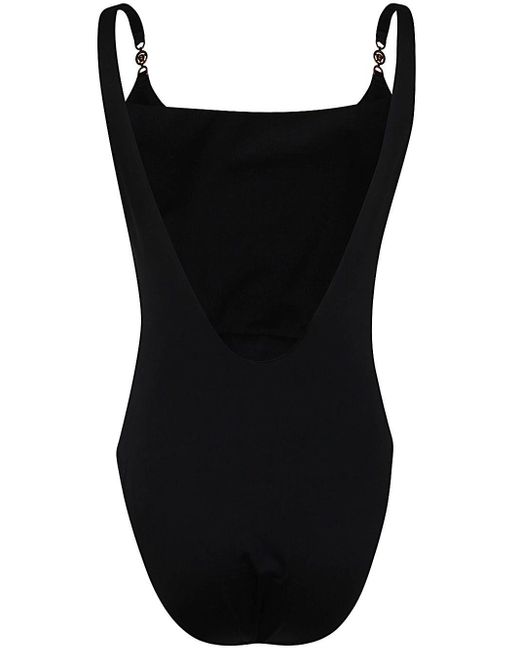 Versace Black Swim One-piece Lycra Waist Recycled Greek Chain Clothing