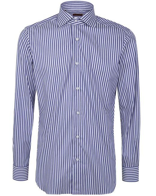 Barba Napoli Blue Classic Popeline Stripes Shirt for men