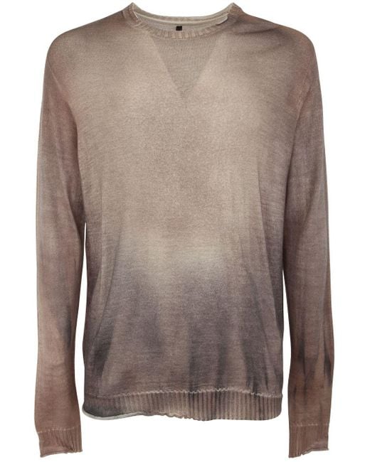 MD75 Brown Wool Spray Crew Neck Sweater for men