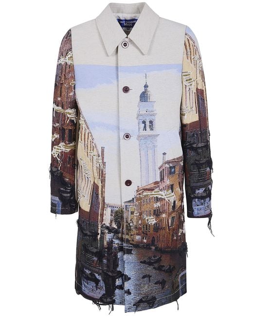 Junya Watanabe Blue Venezia Embroidered Jacquard Coat for men
