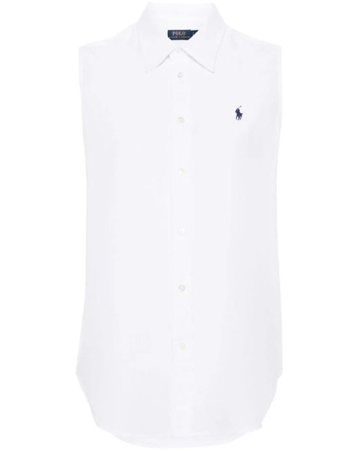 Polo Ralph Lauren White Sleeveless Button Front Shirt