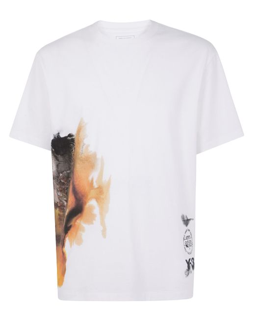Y-3 White Y-3 Aop Short Sleeve Tee for men