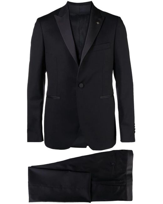 Tagliatore Black Single Breasted Suit With Gilet for men