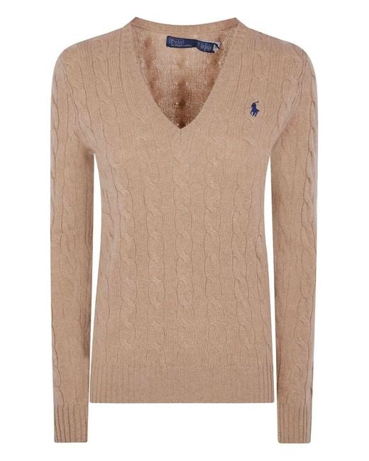 Polo Ralph Lauren Natural Kimberly Long Sleeve V Neck