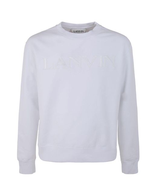 Lanvin White Crew Neck Embroidered Sweatshirt for men