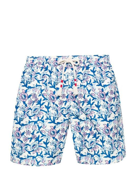 Mc2 Saint Barth Blue Caprese Batik Ivy-print Swim Shorts for men