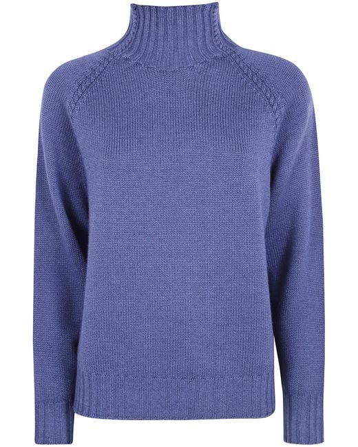 Rossopuro Blue Sweater Long Sleeved Turtle Neck