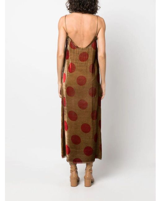 Uma Wang Brown Polka-dot Velvet Maxi Dress