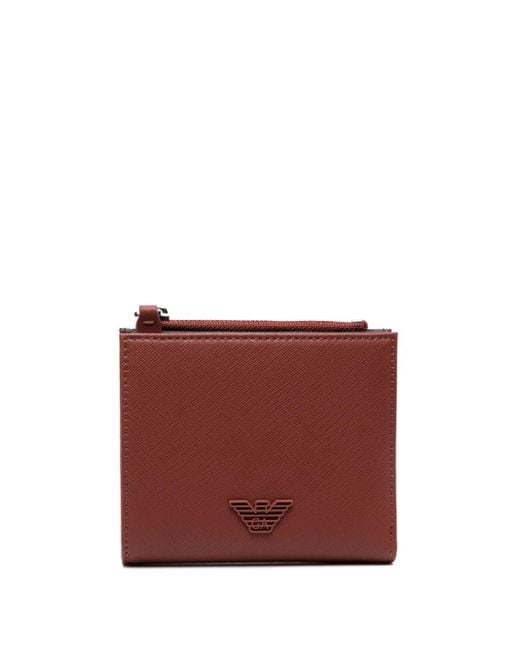 Emporio Armani Red Logo-plaque Leather Wallet for men