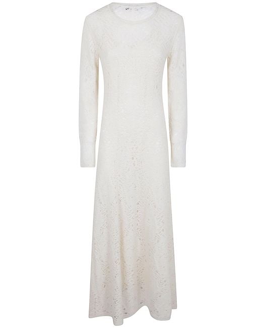 D.exterior White D. Exterior Lace Soft Long Sleeves Dress