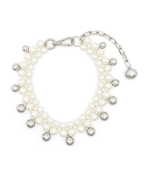 Simone Rocha White Double Bell Charm And Pearl Necklace Accessories