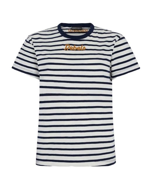 DSquared² Blue "Striped Just Right" Fit T-Shirt
