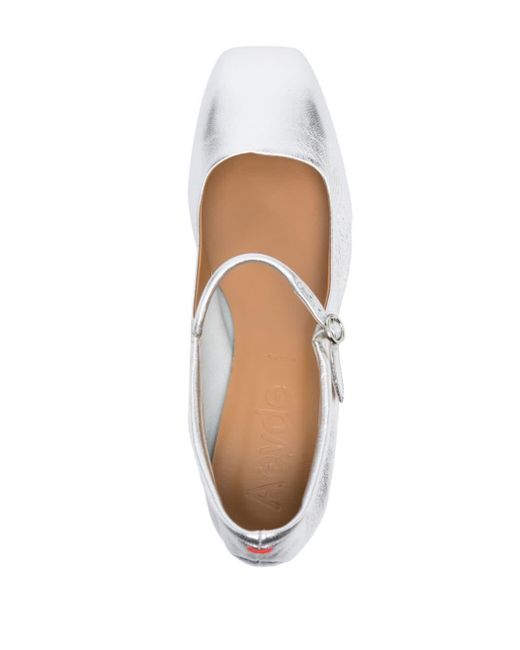 Aeyde White Aline Leather Ballerina Shoes