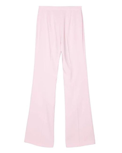 Pinko Pink Crepe High-Waist Flared Trousers