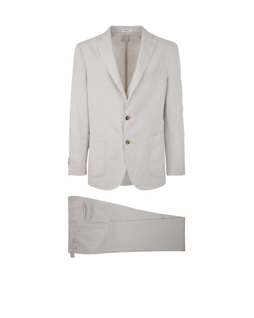 Boglioli White Linen Pantsuit Suit". for men
