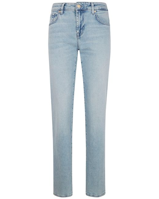 7 For All Mankind Blue "Calie" Straight Frozen Jeans