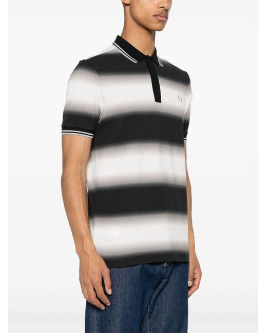 Fred Perry Gray Fp Stripe Graphic Polo Shirt for men