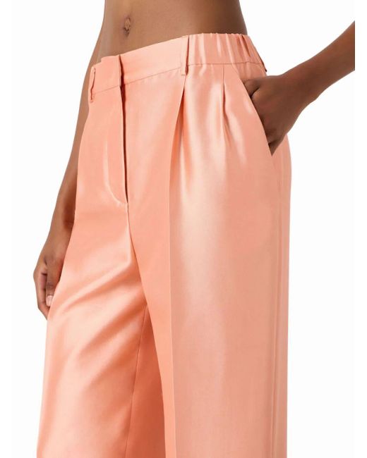 Giorgio Armani Pink Shantung Cropped Pants With Elastic On Back Clothing
