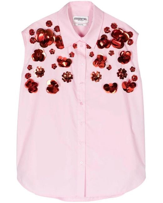 Essentiel Antwerp Pink Fight Embroidered Shirt