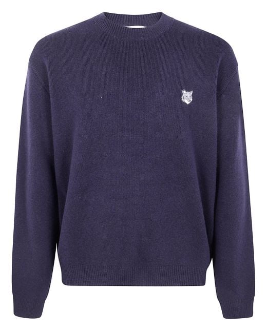 Maison Kitsuné Blue Fox Head Milano Lambswool Jumper Clothing for men