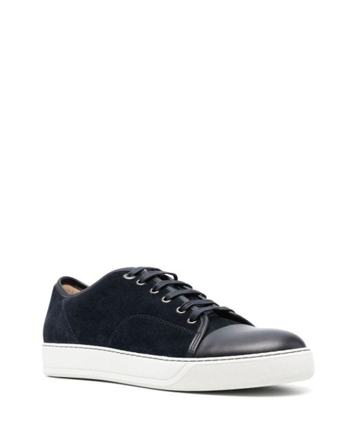 Lanvin Blue Suede And Nappa Captoe Low To Sneaker Shoes for men