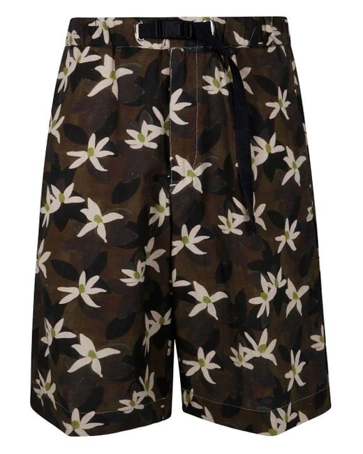 White Sand Black Short Bermuda Trousers for men