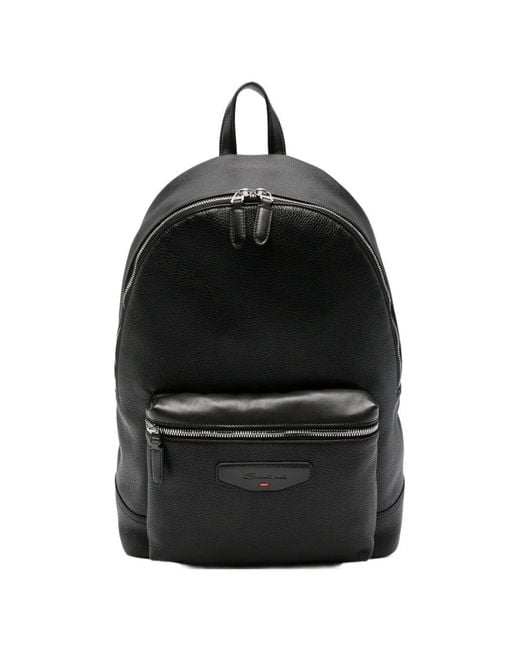 Santoni Black Backpack Leather "New" for men