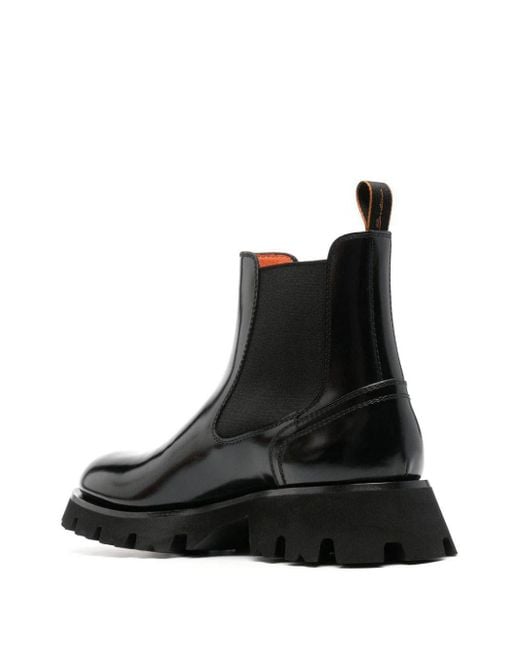 Santoni Black Patent-finish Leather Ankle Boots for men