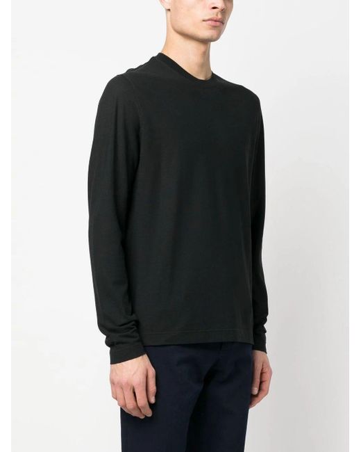 Zanone Black Long Sleeves T-shirt for men