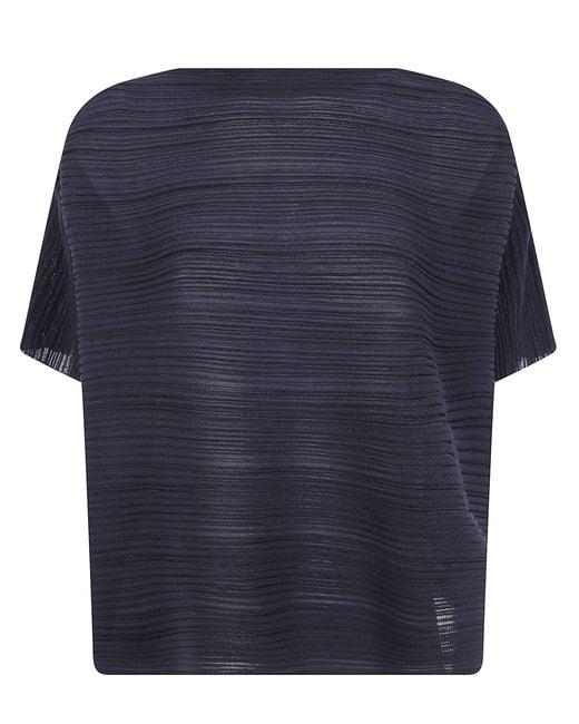 Pleats Please Issey Miyake Blue Shirt Paper Bounce Knit