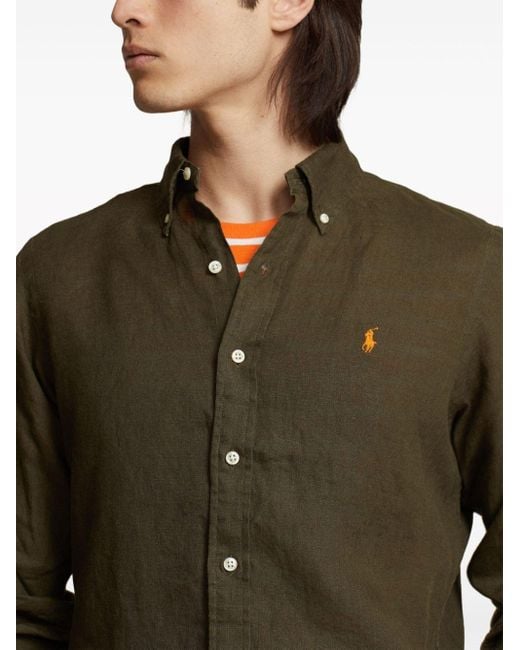 Polo Ralph Lauren Green Lightweight Linen Shirt for men