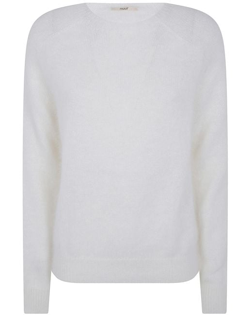 Nuur White Sweater Long Sleeves "Boxy Long Sleeves Round Neck"