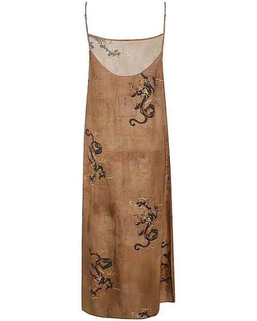Uma Wang Natural Anaya Graphic Patterned Sleeveless Dress