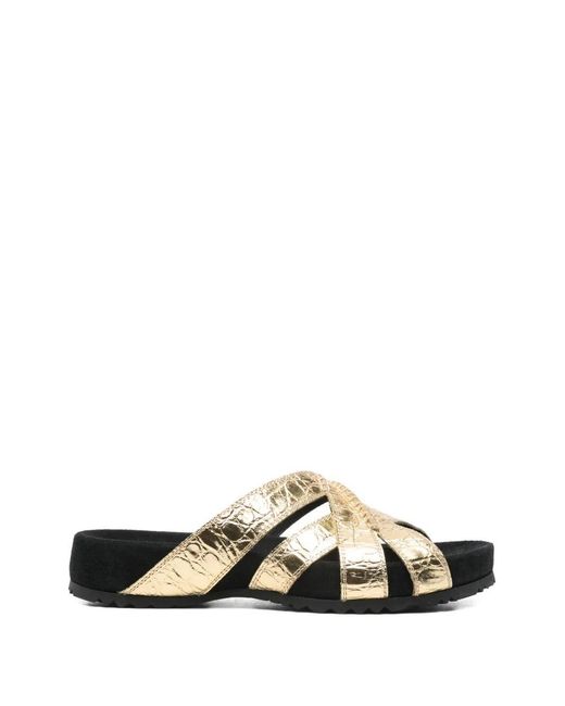 Dries Van Noten White Leather Braided Slippers