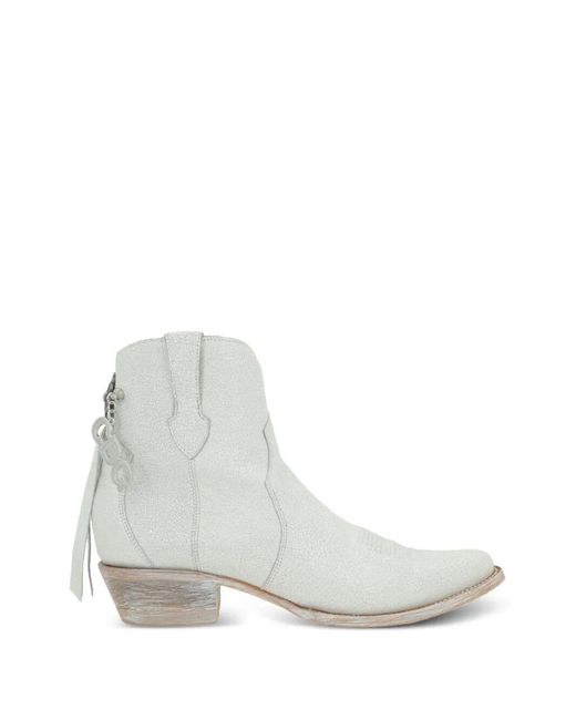 Comme des Garçons White Short Texano Boots