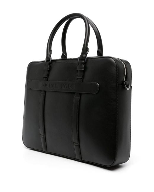 Michael Kors Hudson Leather Briefcase in Black for Men Lyst