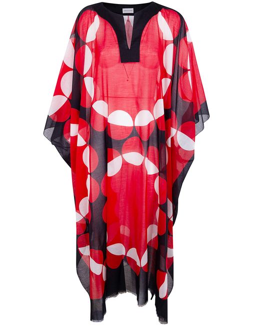 Dries Van Noten Red Cartland Long Kaftano Shirt