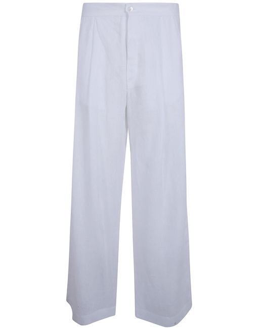 Y-81 White Wide Trousers With Pleats for men