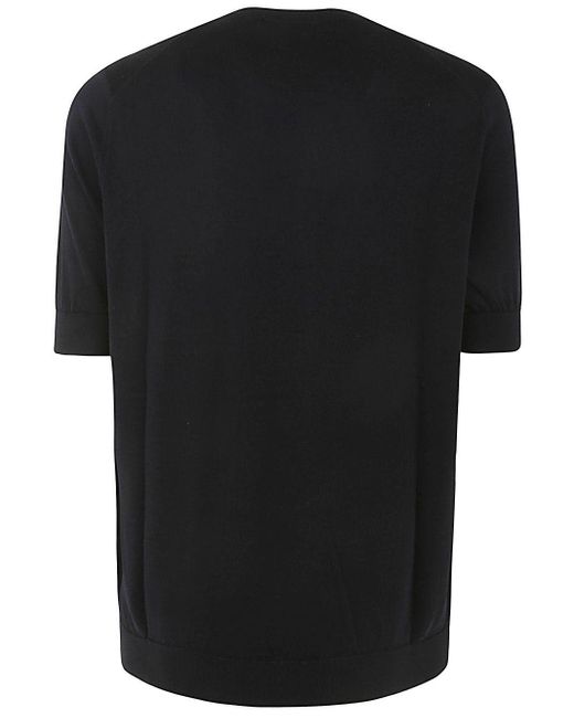 FILIPPO DE LAURENTIIS Black Short Sleeves Crew Neck Sweater for men