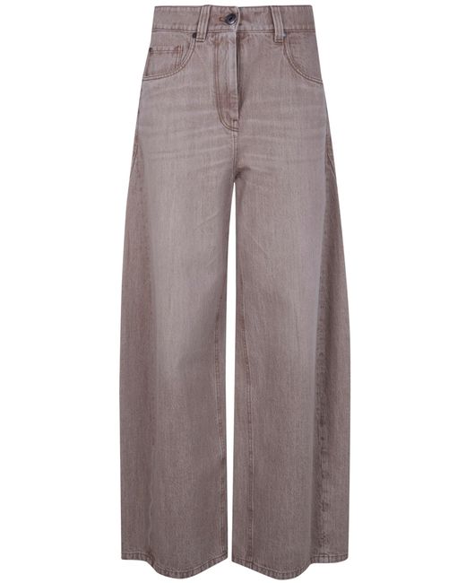 Brunello Cucinelli White Wide Leg Denim Pants