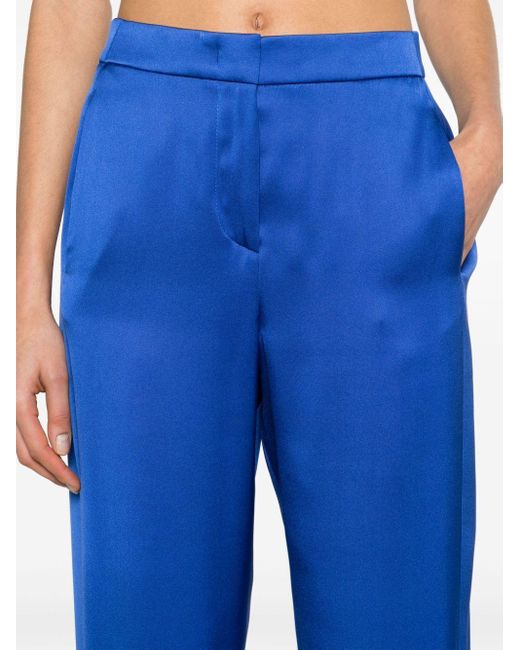 Giorgio Armani Blue Elastic Waist Pants With Button On Bottom