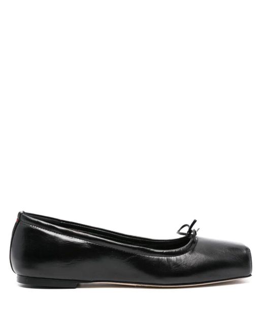Aeyde Black Square-Toe Leather Ballerina Shoes